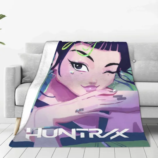 Warm BlanketKids Travel K pop Demon Hunters Throw Blanket  Flannel Bedspread For Outdoor Comfortable Sofa Bed Cover