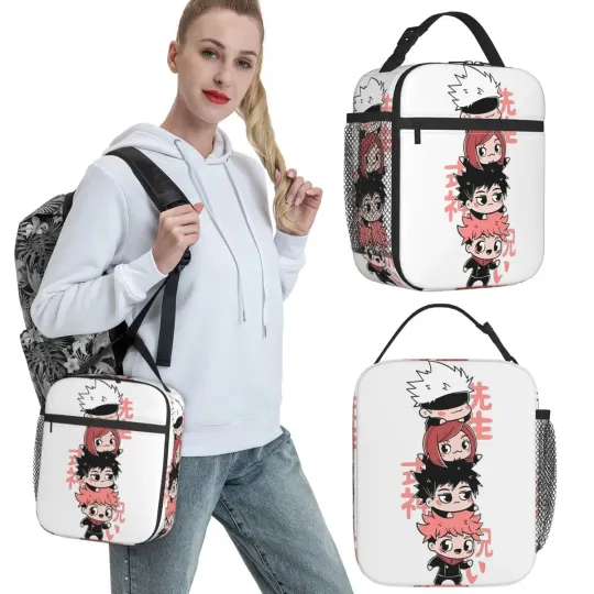 Jujutsu Satoru Japanese Manga Kids Lunch Bag Oxford Cooler Box Thermal Lunch Bag