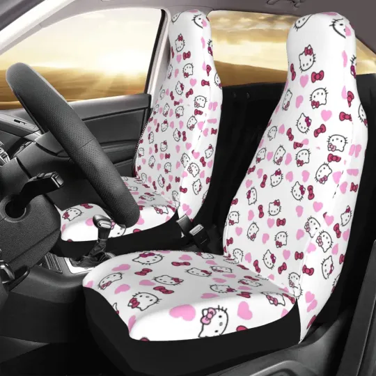 Hello Kitty Bows And Hearts Car Seat Covers