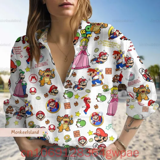 Super Mario Gaming Womens Blouse Shirt