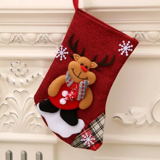 New Christmas Gift Stockings Santa Elk Fabric Gift Socks Christmas Lovely Bag for Children Fireplace Tree Christmas Decoration