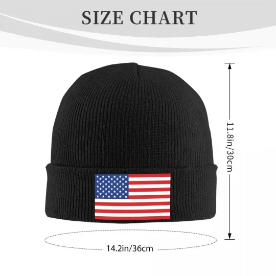 Custom USA American Flag Knit Beanie Unisex Winter Skull Cap