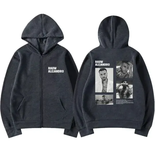 Rapper Rauw Alejandro Print Zip Up Hoodie