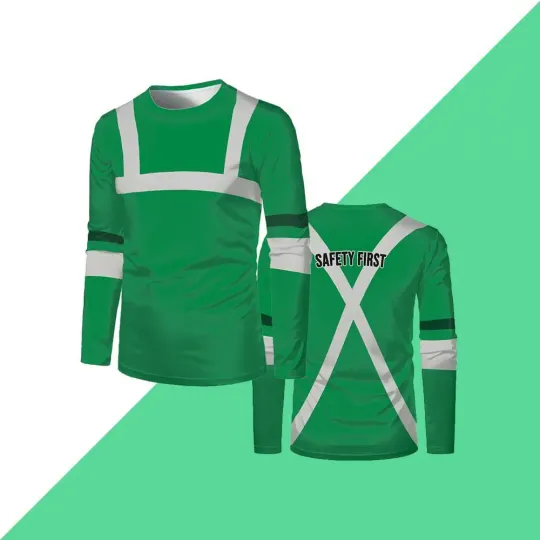 High-quality Safety Workwear Outdoor Worker Safety-first Printed Long-sleeved T-shirt Autumn Men's Loose Round Neck Work Shirt