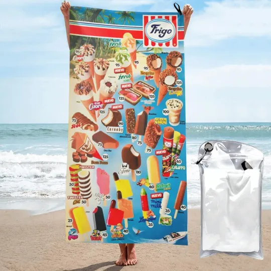 Classic Ice Cream Print Beach Towel Summer New Arrival Microfiber Pool Bath Towel