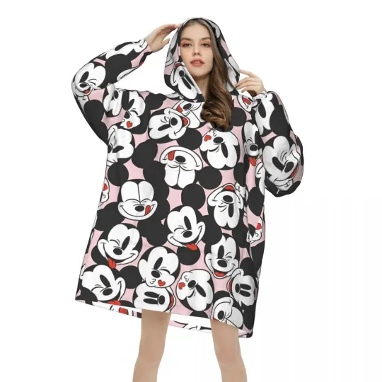 Mickey Mouse Cartoon Blanket Hoodie Oversized