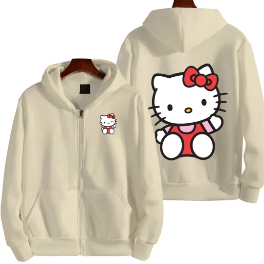 Hello Kitty Red Men Zip Up Hoodie