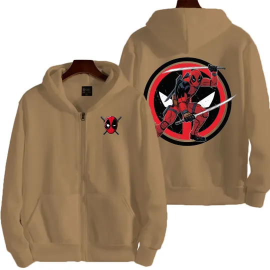 Deadpool Marvel Spring and Autumn New Men's Zipper Hoodie