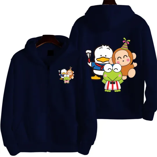 Keroppi Pochacco Men Zip Up Hoodie