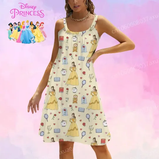 2025 New Prom Dress Women's Beach Dress Womens Dresses Disney Princess Cartoon Lovely Sexy Beach Outfits Woman Clothes Y2k Party