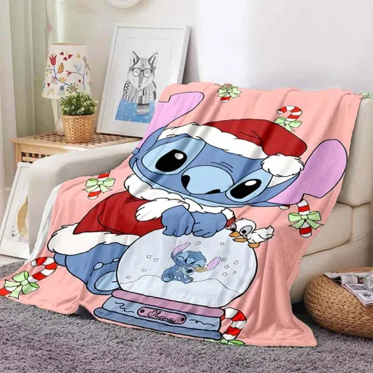 Disney Stitch Christmas Throw Blanket, Soft and Comfortable Blanket for Adults and Children, Holiday Gifts