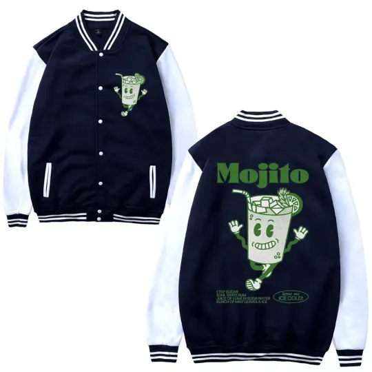 Funny Mojito Cocktail Graphic Baseball Jacket