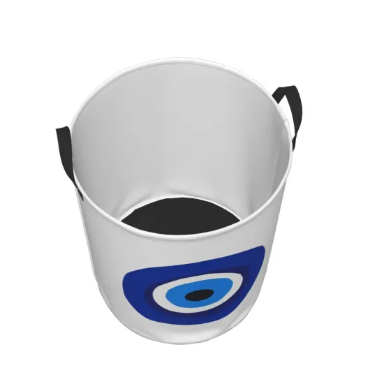 Custom Greek Turkish Evil Eye Laundry Hamper - Large Clothes Storage Basket for Nursery and Toy Organization