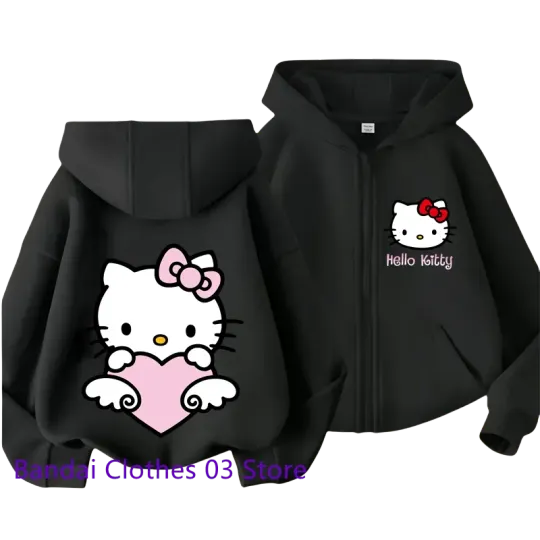 Kitty Zip Hoodie | Kawaii Sanrio Hello Kitty Pattern Hoodie | 2024 Streetwear Clothing