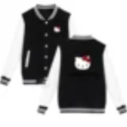 Sanrio Fall/Winter Jacket Baseball Uniform Hello Kitty Print Padded warm loose coat