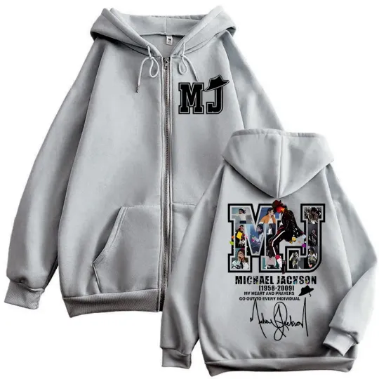 Limited Michael Jackson Merch Zipper Hoodies Punk Rock Hip Hop Zip Up Hooded Sweatshirt Men Women Fashion Casual Loose Pullovers