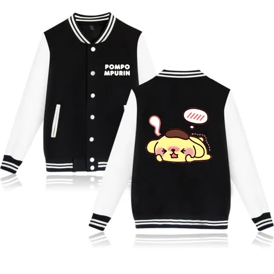 Pompompurin Bomber Jacket Women Men Autumn Baseball Jacket Coat Cartoon Kid Streetwear Harajuku Bomber College Jacket