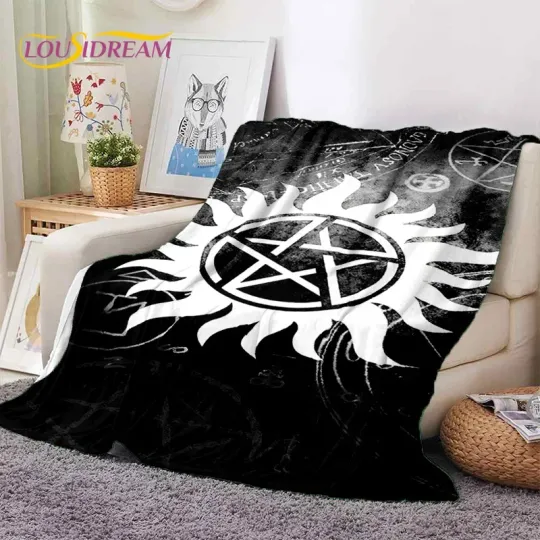 SPN Latest Supernatural Dean Sam Soft Flannel Blankets,Throw Blanket Comfortable Blanket for Picnic Beds Sofa Home Bedroom Gift