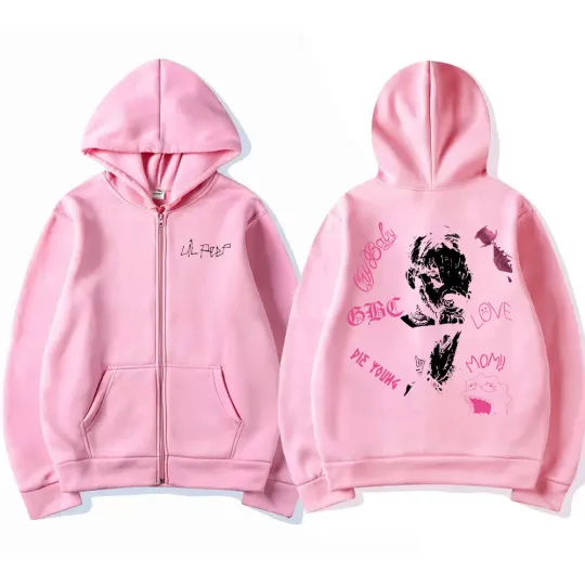 Rapper Lil Peep Hellboy Print Zipper Hoodie
