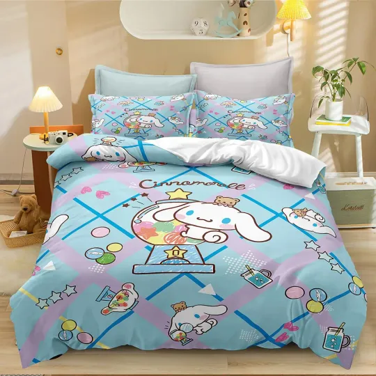 Cinnamoroll Cartoon Anime Cute Bedding Set, Home Decor, Child Gift for Soft Comfortable Bedding Bedroom