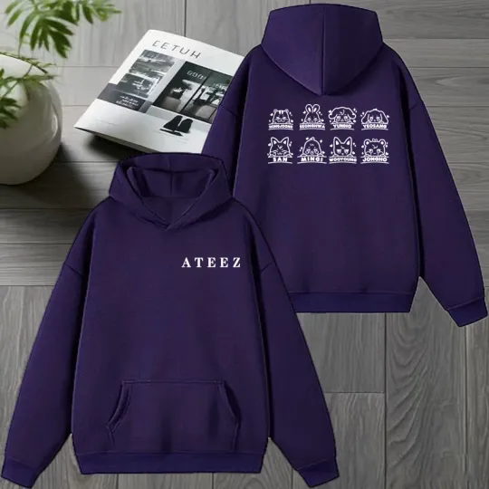 2026 Ateez Double Sided printed Winter Hoodie