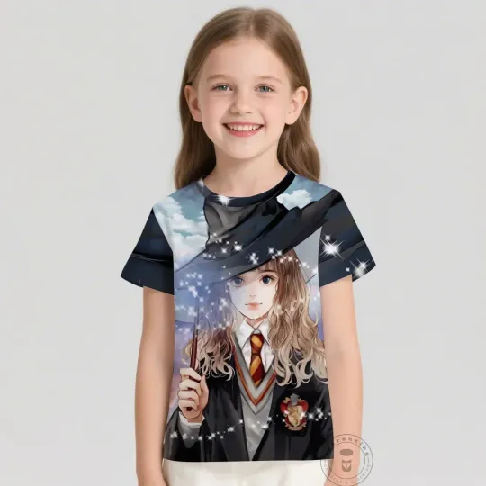 T Shirts Anime Harry Potter 3D Print Kids T Shirt Fashion Casual Cartoon Round Neck T-shirt Boy Girl Children Clothing Tees Tops