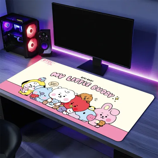 Cute Cartoon Rubber Large Desk Mat Keyboard B-BT21 PC Non-slip
