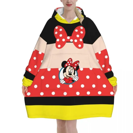 Disney Minnie And Mickey Couple  Blanket Hoodie For Adult and Kids | New year Gift | Christmas Gift | Birthday Gift
