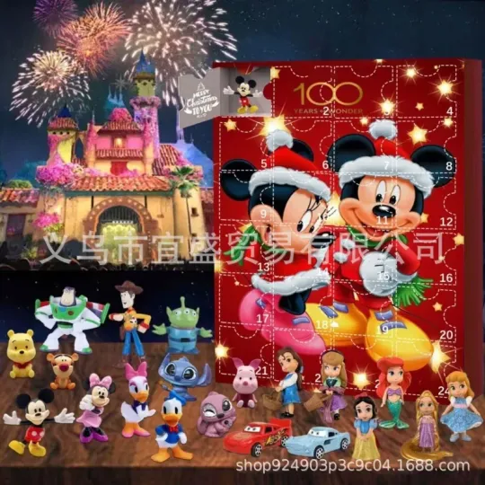 2025 Christmas Mickey Mouse Minnie Advent Calendar Blind Box 24 Days Countdown Surprise Blind Box Random Toys Gifts New Year
