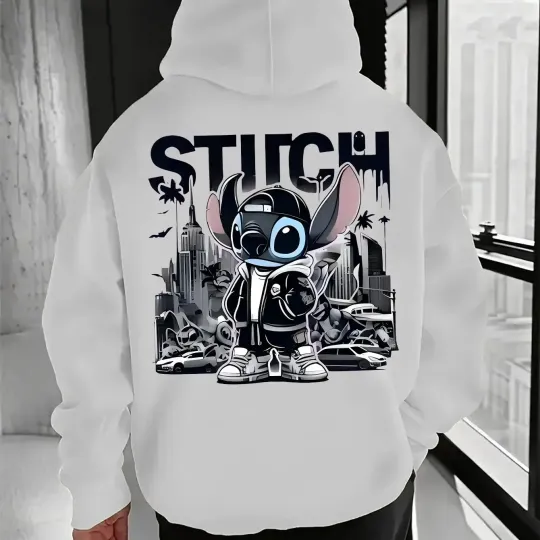 Men's Disney Stitch Cool Graphic Hoodie Comfortable Warm Pullover Disney Outdoor Sports Top