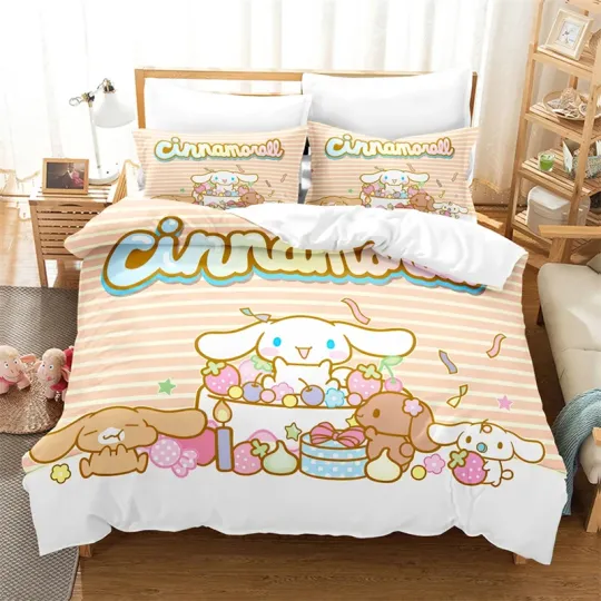 Cinnamoroll Sanrio Cartoon Bedding Set, Home Decor, Child Gift for Soft Comfortable Bedding Bedroom