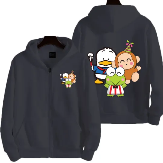 Keroppi Pochacco Men Zip Up Hoodie