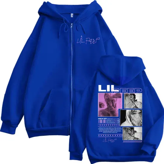 Rapper Lil Peep Double Sided Print Hoodie Men Women Hip Hop Vintage Zipper Sweatshirts Harajuku Y2k Fashion Oversized Pullovers