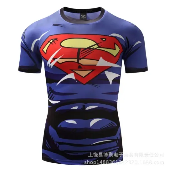 Men's Shirt Sleeve Sport 3D Shirt boys Superhero Captain America Compression Quick Dry Men's Running T-shirt Fitness Sweatshirts