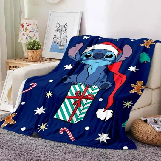 Disney Stitch Christmas Throw Blanket, Soft and Comfortable Blanket for Adults and Children, Holiday Gifts