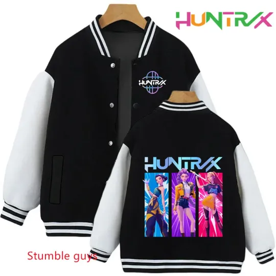 Anime Autumn Winter Kids Kpop Demon Hunters Cartoon Baseball Uniform Jacket Coat Sweatshirts Boys Girls Clothes