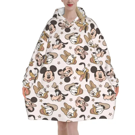 Mickey Mouse Cartoon Blanket Hoodie Oversized