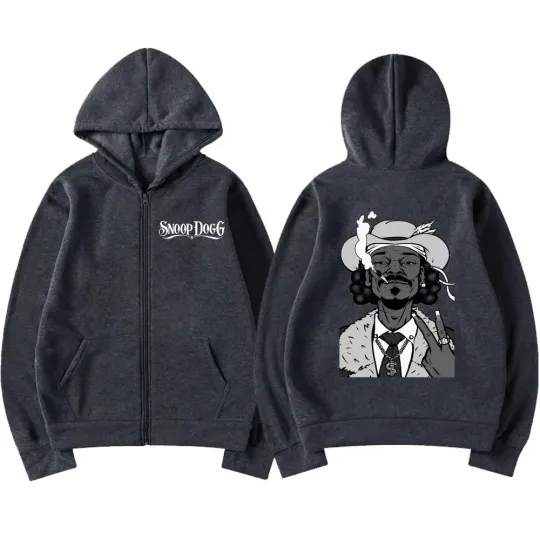 Rapper Snoop Dogg Graphic Zipper Hoodie