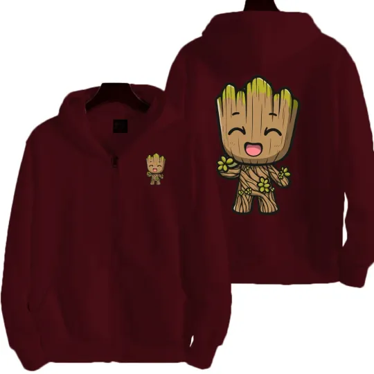 Marvel Groot Spring and Autumn New Men's Zipper Hoodie