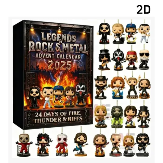 Rock and Metal Advent Calendar Gift Blind Box 2D Flat Acrylic Iconic Music Character Collection Countdown Calendar Fans' Gifts