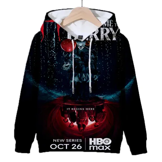 Welcome to Derry 3D Digital Print Custom Hooded Top Provided Image Can DIY Long-sleeved Polyester Adult Hat Fabric Hoodies Y2k