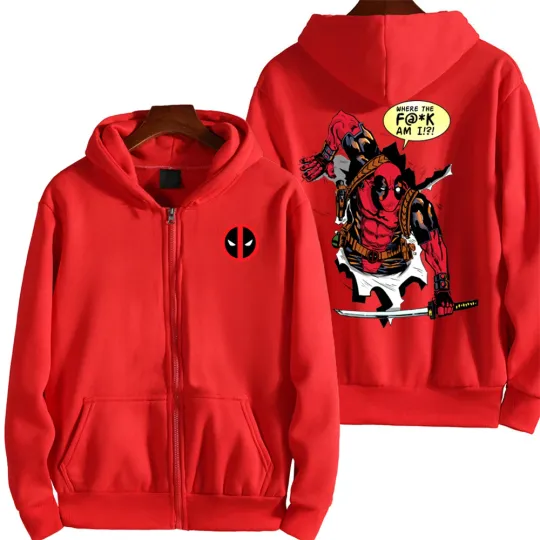 Marvel Deadpool Spring and Autumn New Men's Zipper Hoodie