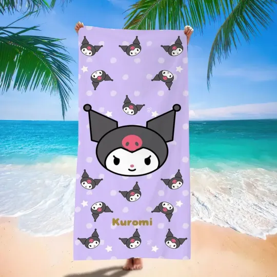 Cute Sanrio beach towels: Hello Kitty, Pochacco, My Melody, Kuromi! Suitable for bath towels, beach towels, vacations, gifts