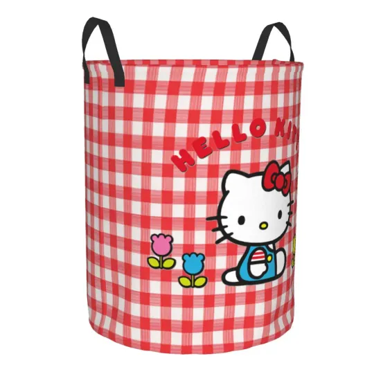 Custom Hello Kitty Laundry Basket - Foldable Large Clothing Storage Bin