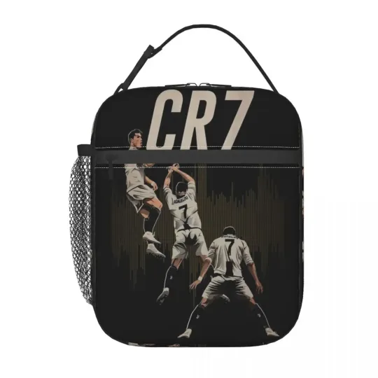 CR7 Ronaldos Football Soccer Lunch Bag, Portable Food Container Bags, Cooler Thermal Food Box, Back To School Gift