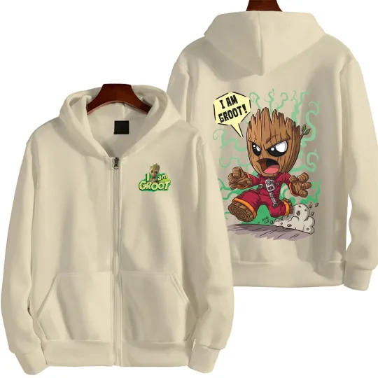 I Am Groot Men Zip Up Hoodie