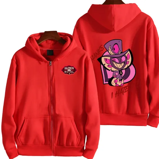 I Hate It Hazbin Hotel Men Zip Up Hoodie