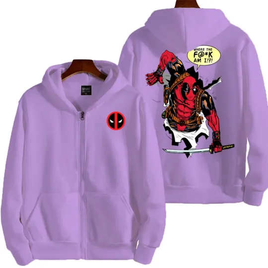 Marvel Deadpool Spring and Autumn New Men's Zipper Hoodie