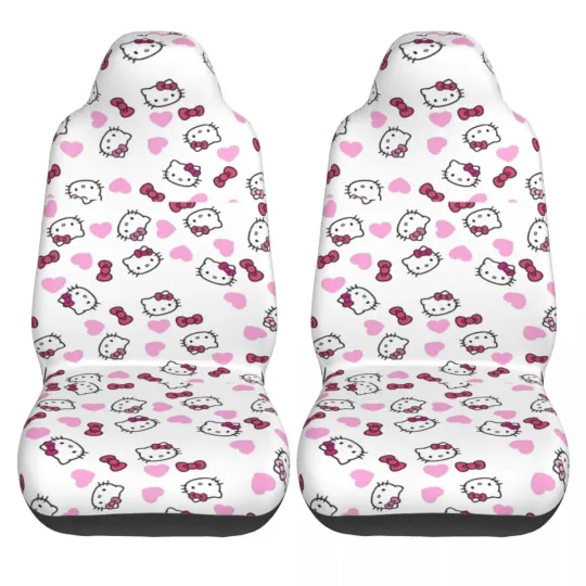 Hello Kitty Bows And Hearts Car Seat Covers