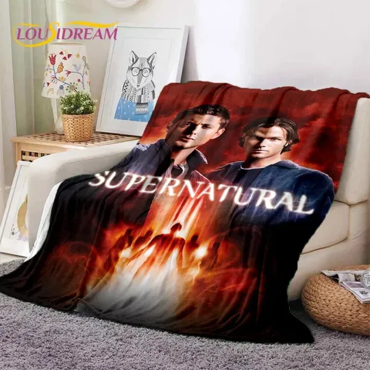 SPN Latest Supernatural Dean Sam Soft Flannel Blankets,Throw Blanket Comfortable Blanket for Picnic Beds Sofa Home Bedroom Gift